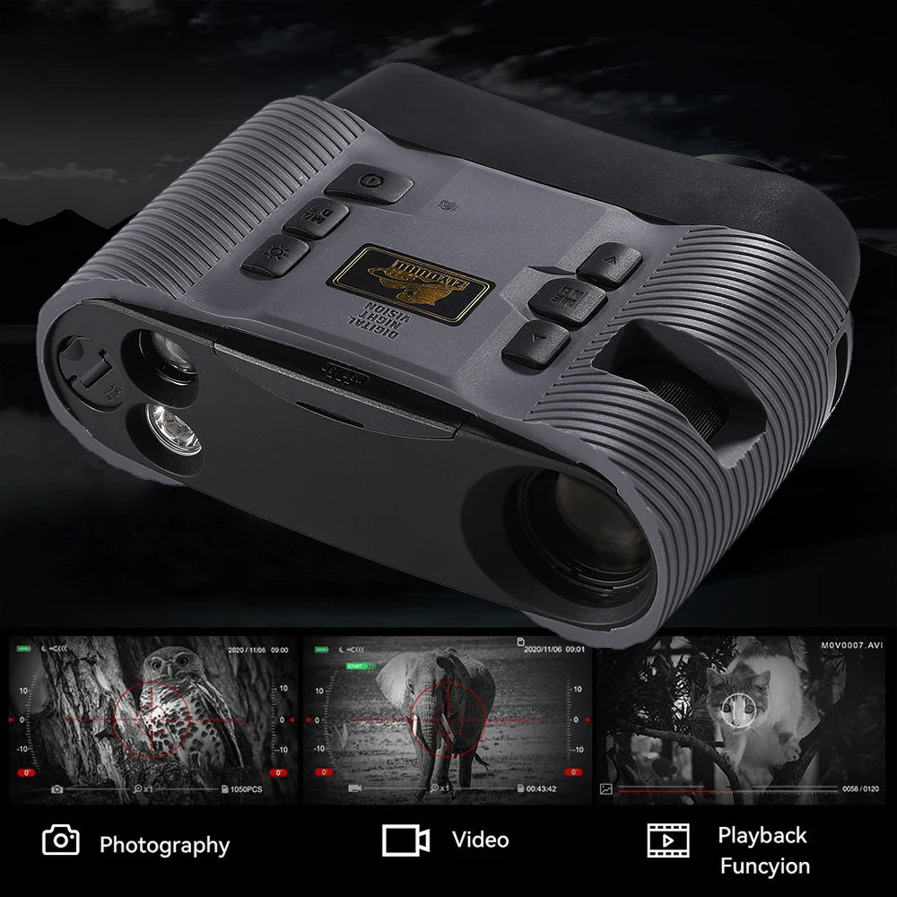 40X Digital Night Vision Binoculars Long Range 500m Viewing HD Video Photos Records Infrared Camcorder for Full Darkness Hunting