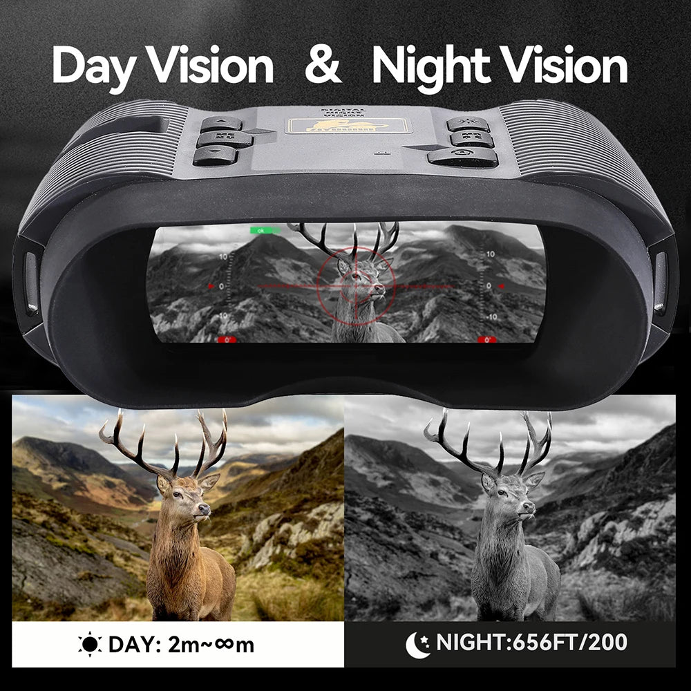 40X Digital Night Vision Binoculars Long Range 500m Viewing HD Video Photos Records Infrared Camcorder for Full Darkness Hunting
