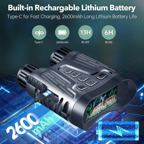 3.2” HD Screen 8X Zoom Save Photo Video for Camping Hunting Security Infrared Digital Night Vision Binoculars with 32G TF Card