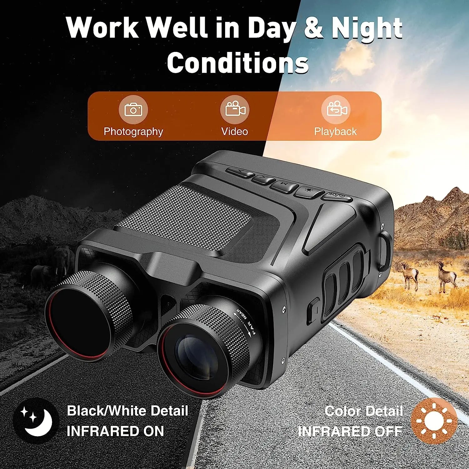 New HD Video Digital Night Vision Goggles Infrared IR Camera Binoculars Scope Red Laser Dot Search Observed Target for Hunting