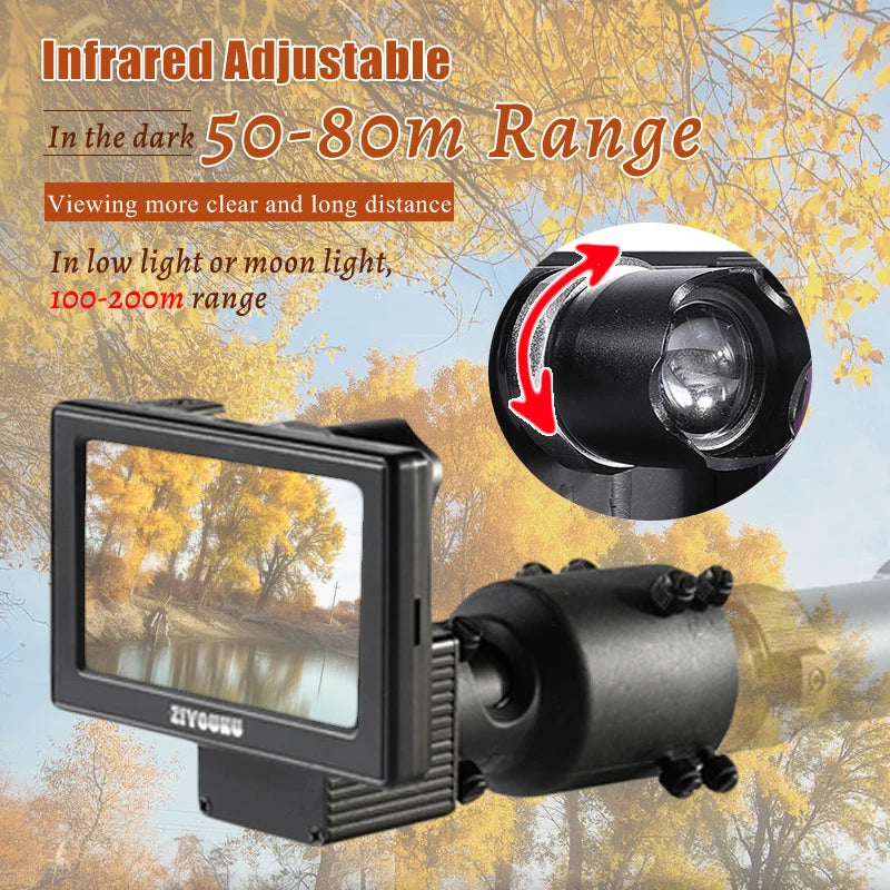 Night Vision Scope with 47mm Adapter Mount Riflescope Clear Image Infared IR Adjustable Long Range in Full Darkness Night Viewer