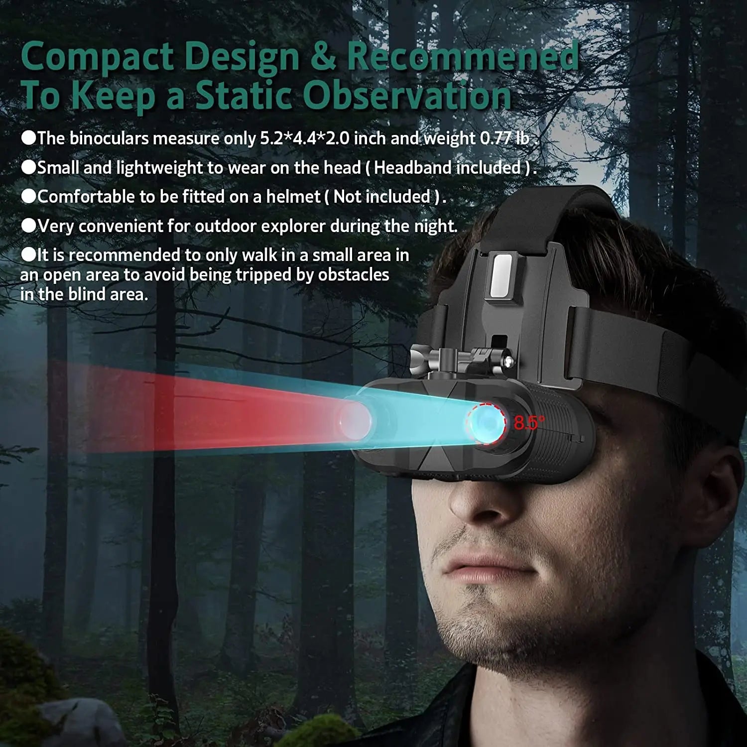 1080P FHD Video 400m View Range Head Mounted Night Goggles 7 Gears Infrared Digital Night Vision Binoculars for Helmet Hunting