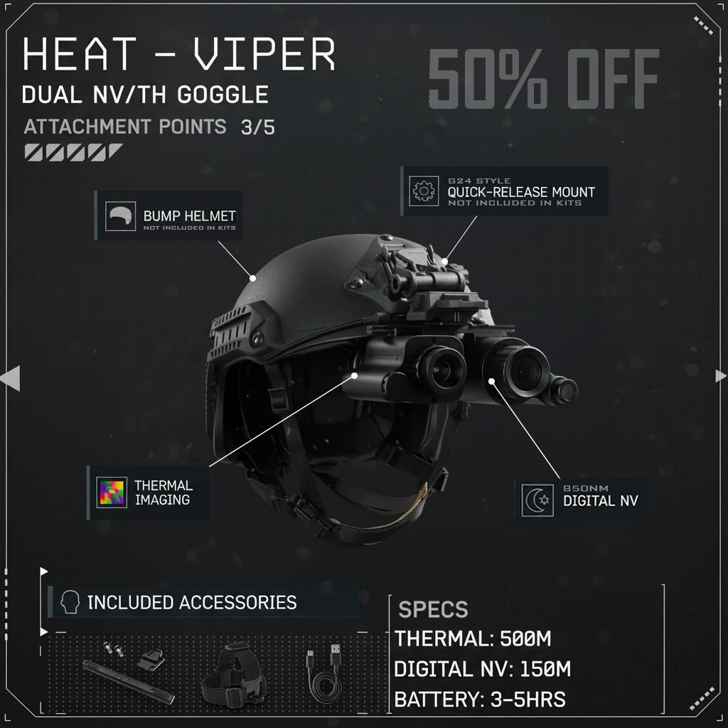[NEW] HEAT Thermal / VIPER Night Vision Goggles Bridgeable Monoculars